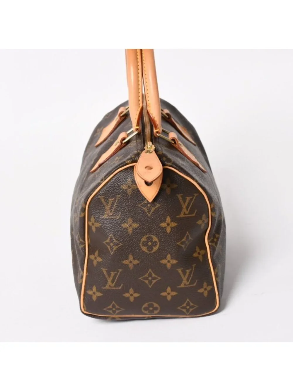 Louis Vuitton Speedy 25 Handbag Monogram Leather Brown Gold